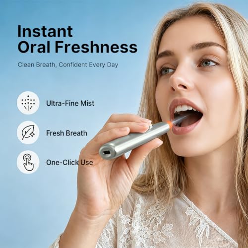 ZDEER PW13 Electric Cool Breath Spray, Probiotic Mouth Spray, Oral Spray Alcohol-Free for Fresh Breath & Dry Mouth,Rechargeable, 3 Flavor Cartridges, Travel Size, Ideal for Dating Office Daily Use Classic+3 Bombs Green