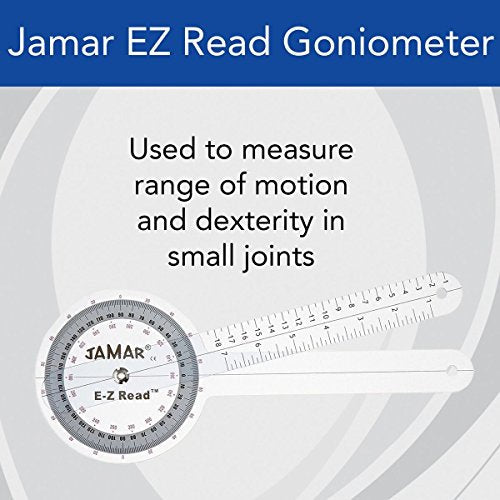 Jamar EZ Read 12.5" (32cm) Goniometer, Easy to Read Manual Range of Motion Measure Tool, Accurate Angle Measuring Device, Transparent Protractor Instrument, Inch & Centimeter Linear Measurement 12-1/2" (32cm)