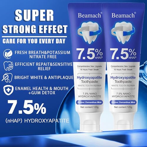 Hydroxyapatite Toothpastes - Fluoride-Free Nano Hydroxyapatite Toothpaste 7.5 | Enamel Repair | Breath Freshening | Mild Mint | Appropriate for Sensitive Teeth 4.23oz (3) 3