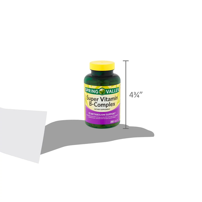 Spring Valley Super Vitamin B Complex Calcium Carbonate, Ascorbic Acid 250 Tablets Bundle with Lual's 45 Diabetes Decoded