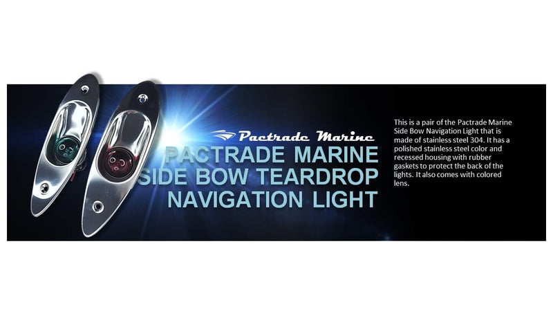 Pactrade Marine Boat Navigational Side Bow Tear Drop Lights Stainless Steel Flush Mount