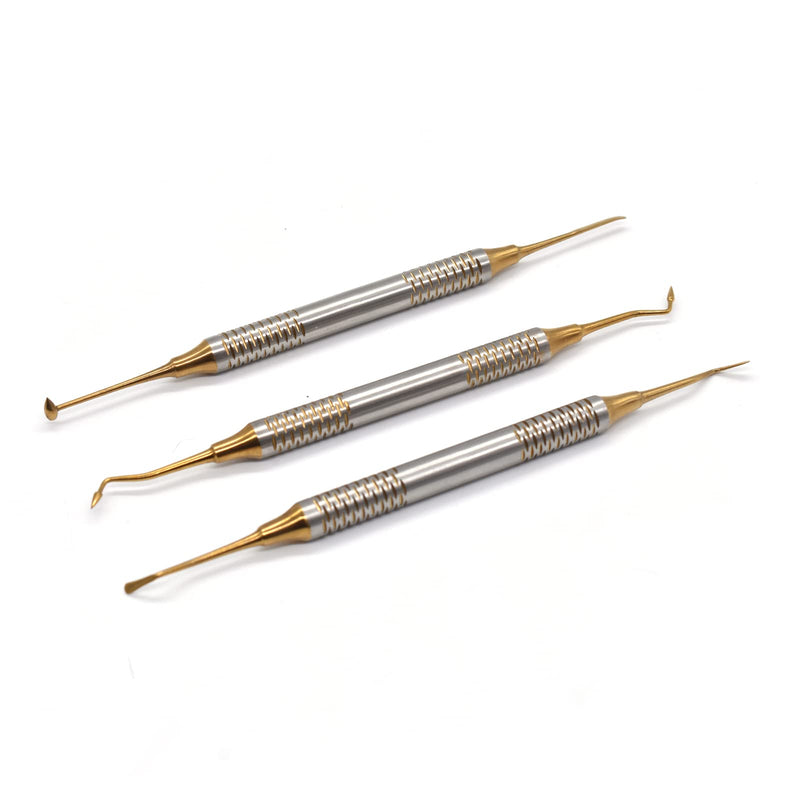 Angzhili 6 Pcs/Kit Dental Composite Resin Filled Scraper,Non Stick Dental Filling Spatula,Double headed Dental Restoration Tool (Gold) Gold - BeesActive Australia