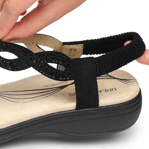 DREAM PAIRS Women's Orthopedic Walking Flat Sandals 7 Black