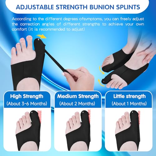 2 Piece Bunion Corrector for Women and Men, Side Adjustable Removable Design, Big Toe Straightener for Bunion Relief, Adjustable Day/Night Support (L) L