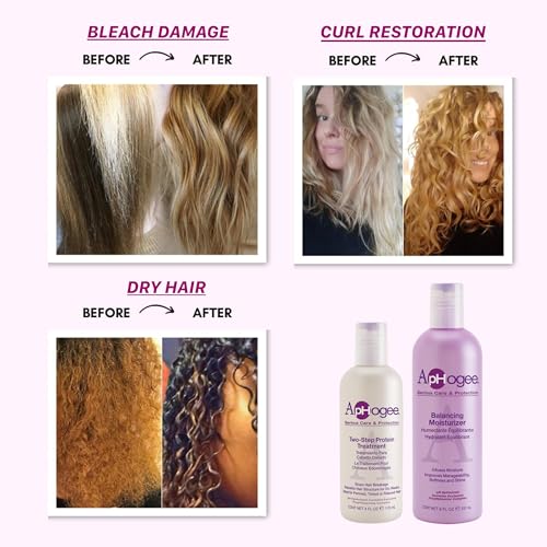 Aphogee Hair Care Double Bundle – Two-Step Protein Treatment (4 fl oz) & Balancing Moisturizer (8 fl oz) 12 Fl Oz (Pack of 1)
