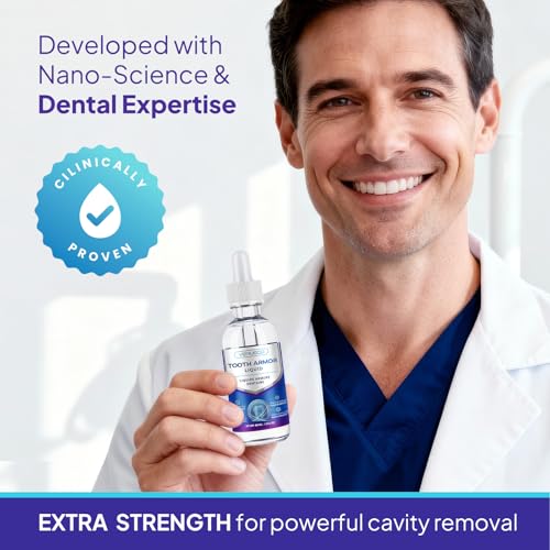 Cavity Healing Tooth Armor Liquid: Clinically Strengthen Enamel with Remineralization Drops at-Home Tooth Enamel Repair Stronger Teeth Hydroxyapatite Mild Mint 4 Ounce