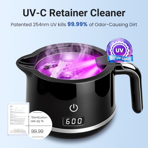 Ultrasonic Retainer Cleaner Machine, 42dB Dental Cleaning Pod for Denture