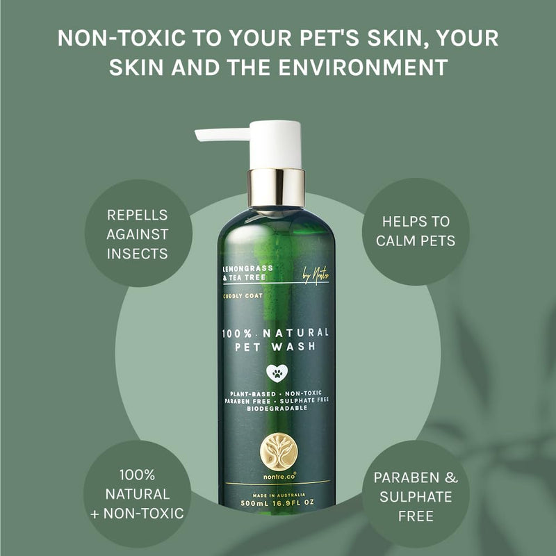 Nontre, Pet Wash, Lemongrass & Tea Tree, Protective & Deodorising Pet Wash, 500mL (16.9 FL Oz) - BeesActive Australia