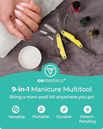 Manicure and Pedicure Kit - 9 in 1 Professional Manicure Set For Women & Men with Cuticle Trimmer, Cuticle Remover, Cuticle Pusher - Nail Techs & Nail Lovers’ Manicure Set Professional by DrFriedels Illuminating Yellow