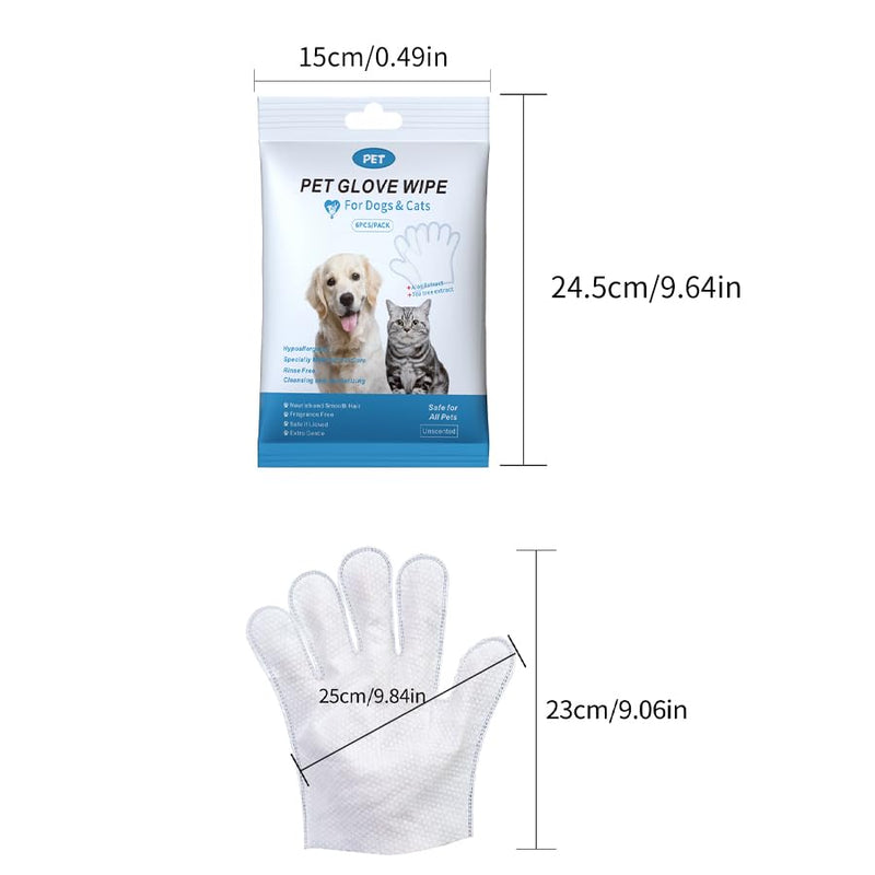 Extra Thick Pet Bathing Wipes for Dogs & Cats, Cleaning & Deodorizing Grooming Gloves, Nourish Fur Glove Wipes for Daily Care and Traveling, Rinse Free Cleaning & Deodorizing Bathing 6 PCS Cat Wipes - BeesActive Australia