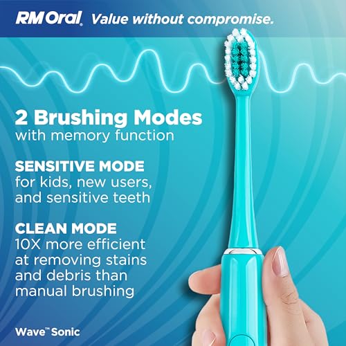RM Oral Wave Sonic Battery Toothbrush, Soft Bristles - Aquamarine