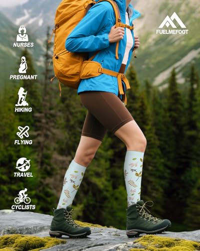 6 Pairs Compression Socks for Women & Men 15-20mmHg Knee High Socks Large-X-Large 01 Assort - Black/Blue/Grey/Pink/Beige/White