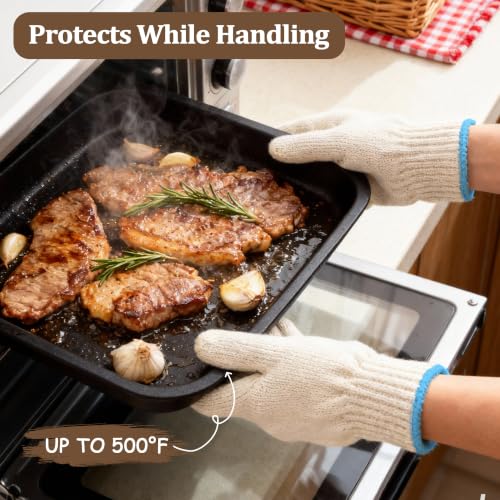 1 Pair Heat Resistant Gloves, 932°F Oven Gloves, Cut-Resistant Grill Gloves