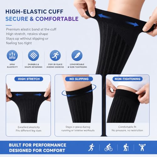Compression Socks for Women & Men, 20-30 mmHg Knee High Cotton Support Socks, Cute Nurse Socks for Pregnancy, Travel, Running 2-pack combination 6 Small-Medium
