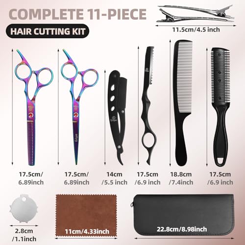 Hair Cutting Scissors Professional Set, Hairdressing Shears Rainbow
