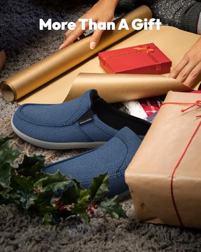 Mens Slippers with Arch Support, House Shoes for Men for Plantar Fasciitis 10.5 Navy