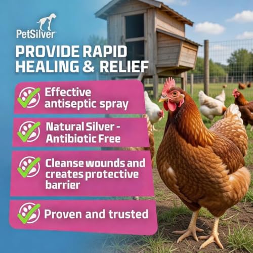 PetSilver Chicken Wound Spray, Silver Spray for Wounds, USA Made, 12 fl oz