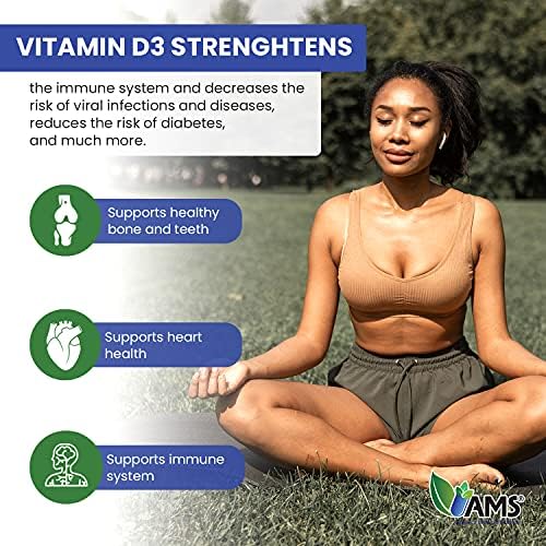 America Medic & Science Xtra D3 Vitamin D 5,000 IU (125 mcg) Cholecalciferol Supplement for Men & Women (60 Easy to Swallow Softgels) Best for Bone, Heart Health, Immune System Support, Lung Function 60