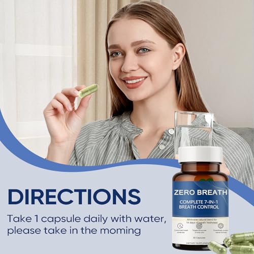 Zero Breath Bad Breath Capsules, 7-in-1 Body Deodorizing Supplement, with Chlorophyllin, Mint Extract, Probiotic Blend, Oral Freshness in 14 Days 1