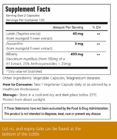 Lutein with Zeaxanthin, Vegan Capsules, 240 Count, 40 mg Lutein + 4 mg Zeaxanthin per Serving, Non-GMO, Gluten-Free 1
