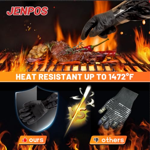 BBQ Grilling Gloves, 1472°F Thicken Thermal Gloves w/S-Hook