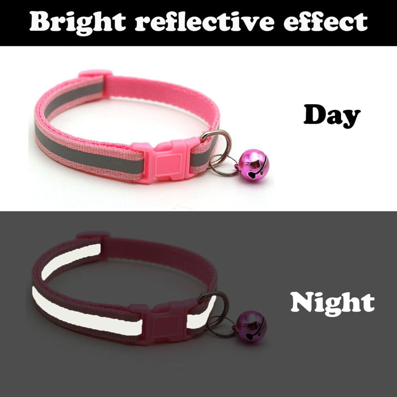 Blue XS Cat Collar with Bell, 2-Pack Puppy Collars Reflective Dog Collar Nylon Soft Adjustable Buckle for XXS XSmall Extra Small Tiny Boy Girl Pets Female Male Kitten Yorkie Teacup Chihuahua X-Small Light Blue XS (Neck 7"-12") - BeesActive Australia