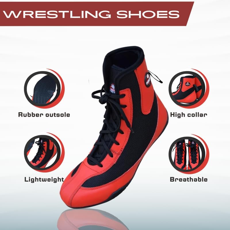 Professional Boxing Shoes for Men, Women 7 Red & Black - BeesActive Australia