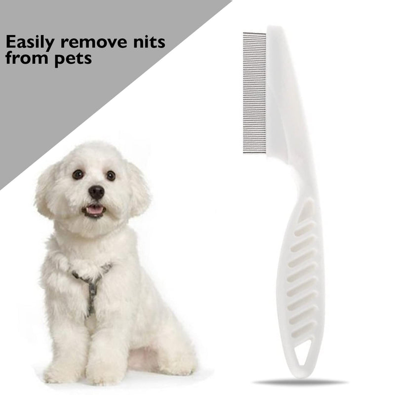 1 Piece Metal Hair Nit Comb With Long Handle Remove Head Nits Fine Metal Tooth Nit Comb For Adults Kids And Pets (White) White - BeesActive Australia
