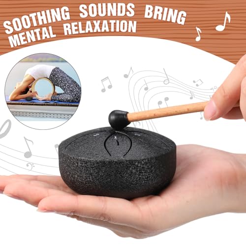 2 Pcs Mini Kalimba and Tongue Drum Set 8 Keys 6 Notes,Black Black