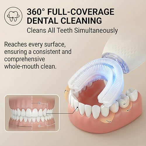 U-Shaped Electric Toothbrush – Comfort-Focused Design with Secure Grip for Daily Oral Hygiene at Home (White)