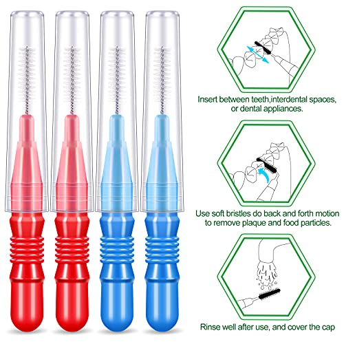 Patelai 350 Pcs Interdental Floss Brush for Teeth Oral Care Blue, Red