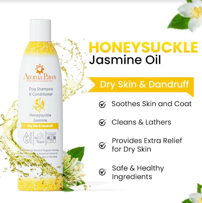 Dog Shampoo – Cleansing Wash, Conditioning, Moisturizing – Toxin Free, Healthy Ingredients – Aromatic Grooming Puppy Shampoo – Tearless Cleaner, Honeysuckle Jasmine - PawsPlanet Australia
