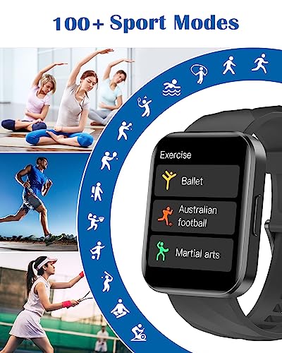 RUIMEN Smart Watches for Men Women, Bluetooth Calls, Fitness Tracker Black