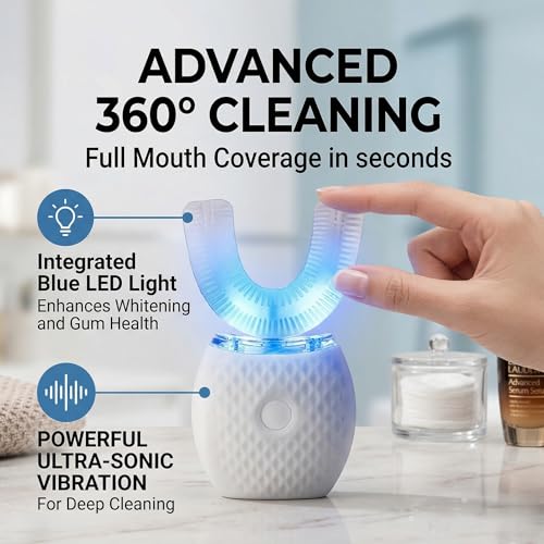 U-Shaped Electric Toothbrush – Comfort-Focused Design with Secure Grip for Daily Oral Hygiene at Home (White)