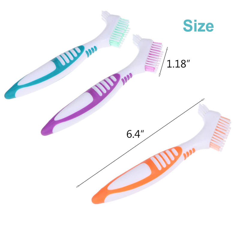 4 Pieces Denture Cleaning Brush Double Sided Denture Toothbrushes Portable False Teeth Brush, 4 Colors (WEP-247O) - BeesActive Australia