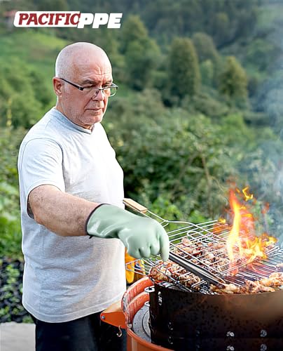 PACIFIC PPE Waterproof Silicone Oven Gloves, Heat Resistant, Food Grade Large