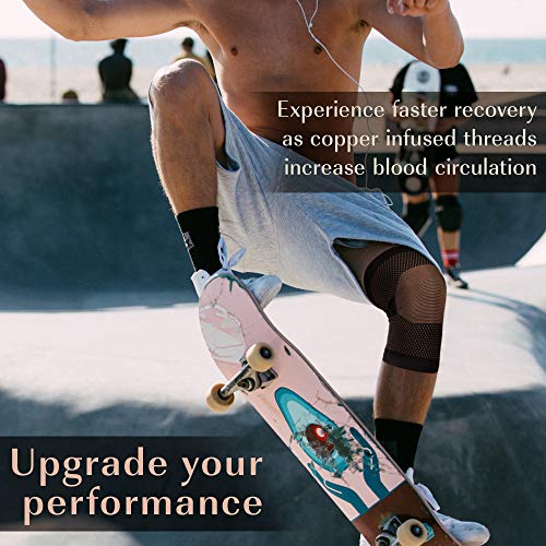 BambooMN Copper D Compression Calf Support Brace - Size Large - Extra Large - All Black - 1 Pack