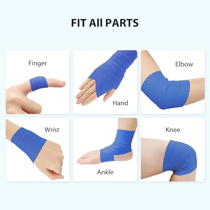 Self Adhesive Bandage Wrap 2" x 5 Yards (8 Rolls) Bitter Vet Wrap for Dogs No Chew - Medical Cohesive Bandage Wrap for Wound Care, Paw Care, First Aid, Vet Tape for Pet Cat Horses Birds (Blue) Blue - BeesActive Australia