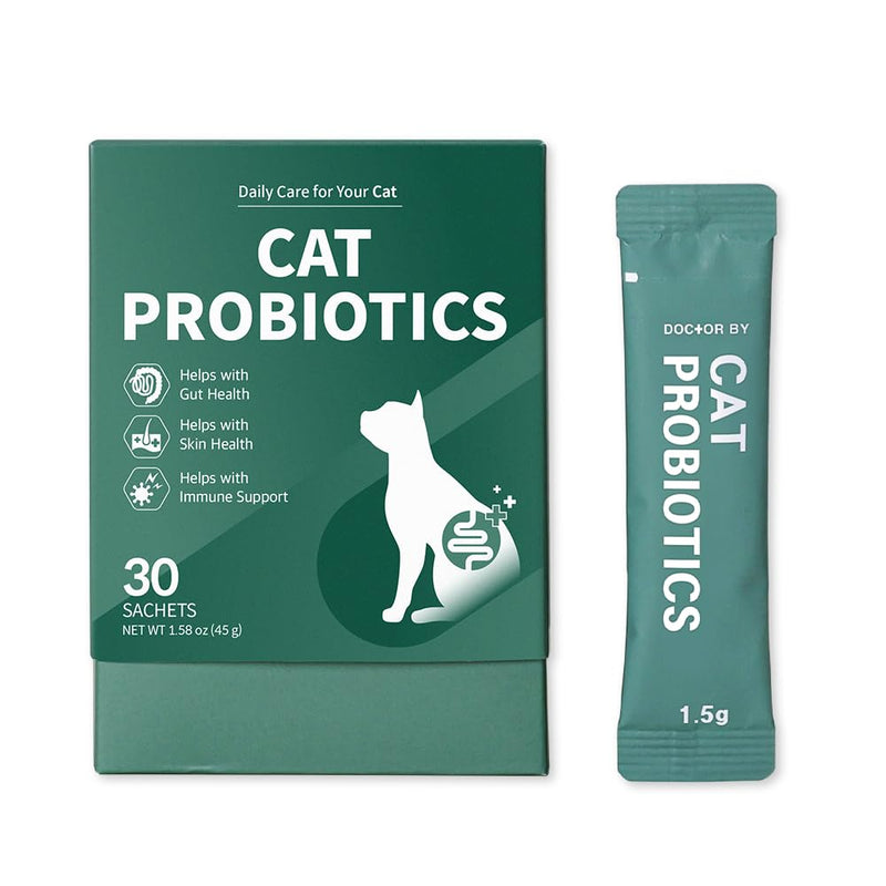 Doctor By Cat Probiotics - 100 Billion CFU High-Potency Formula, Daily Digestive & Immune Support Supplement for Cats, 30 Sachets (1.59 oz)