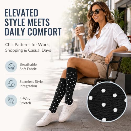 Copper Compression Socks for Women & Men (6 pairs) - Best Support for Nurses, Running, Hiking, Recovery Large-X-Large 02 Black