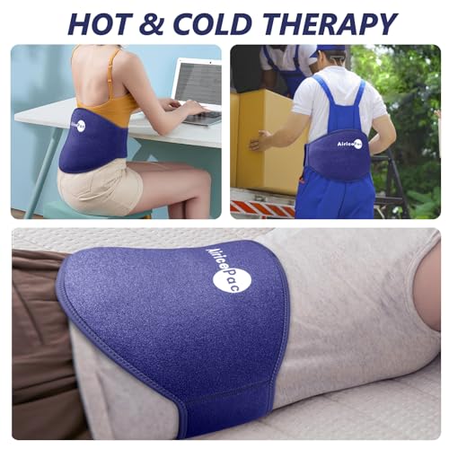 AiricePac Ice Pack for Back Pain Relief, Reusable Gel Lower Back Wrap, Cold Compress Therapy for Waist Lumbar Injuries, Sciatic Nerve, Herniated or Degenerative Disc, Coccyx, Tailbone Pain Blue BACK ICE PACK 1.0