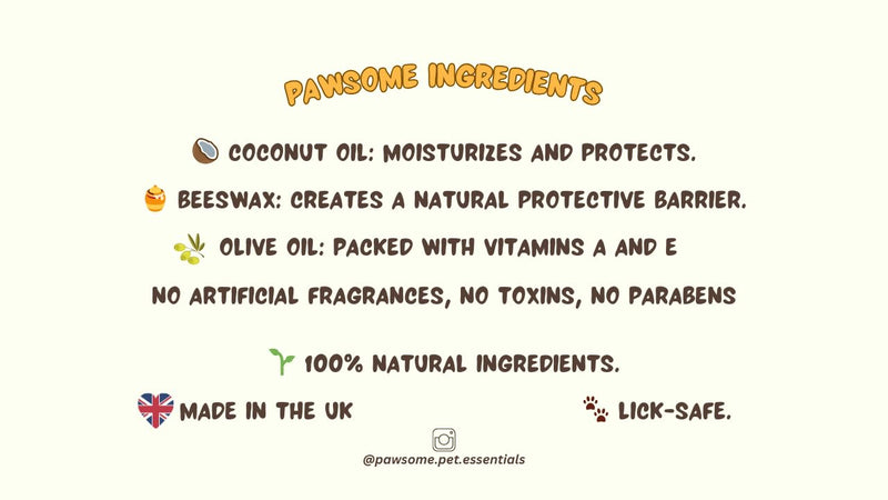 PAWSOME BALM - 100% Natural Dog Paw and Nose Balm - Soothes & Repairs Cracked Paws, Nourishes & Protects, Lick-Safe Moisturizer - Made in the UK - 30g 30 Grams