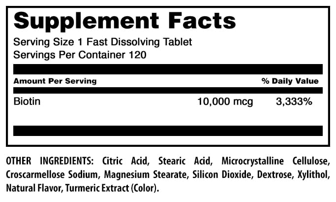 Amazing Formulas Biotin 10,000 mcg | Fast Dissolve Tablets | Non-GMO | Gluten Free Supplement | Made in USA (120 Count, Citrus) Citrus | 120 Tablets 1 Count (Pack of 1)