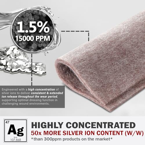 EVERLIT AG Silver Calcium Alginate Wound Dressing | Absorbent Non-Stick Sterile Dressing Pad | Gentle Hemostatic Gauze with Natural Gelling Fiber for Wound Care (4" x 4" | Pack of 20) 4" x 4" | Pack of 20