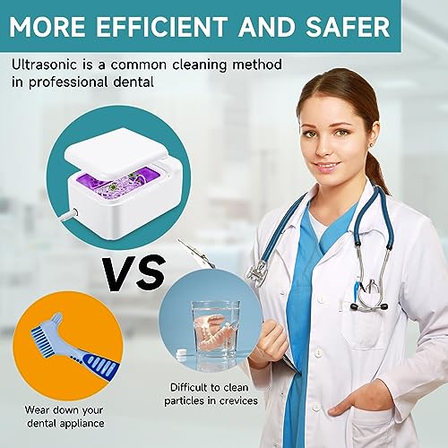 46kHz Ultrasonic Cleaner Machine Pro for Retainer, Dentures, Mouth Guard, Aligner, Whitening Trays and More
