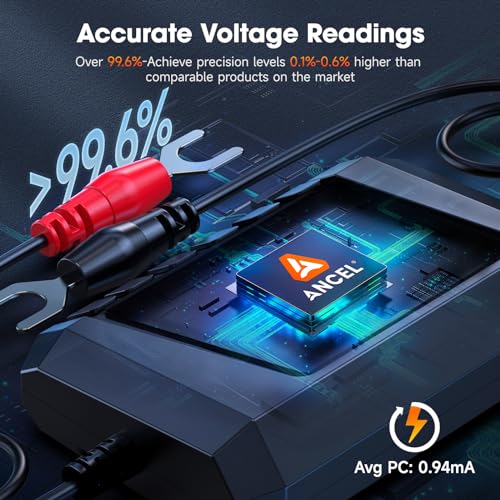 ANCEL BM300 12V Battery Monitor with Charging, Cranking System Test & Alarm Black