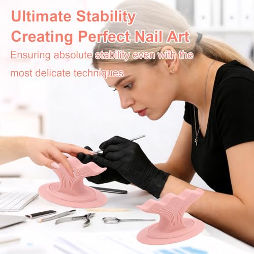 Nail Finger Rest Stand, Whale Tail Shaped Silicone Stable Manicure & Pedicure Support Holder for Nail Painting Gel Polish Application Compact & Portable for Home Salon Use (Pink)