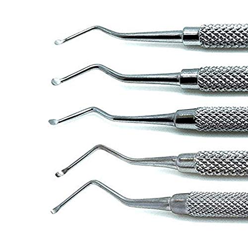 5 Pcs Superior Dental Excavator Spoons 1.2mm, 1.4mm, 1.8mm, 2mm, 2.5mm Instrument