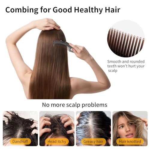 Dandruff Comb and Fine Tooth Lice/Psoriasis Comb Stainless Steel for Scalp Detox/Exfoliate for Women, Men & Kids, Flakes/Build Up Removal Shower Brush Tool for Hair Care/Growth, Set of Two (Red) Red