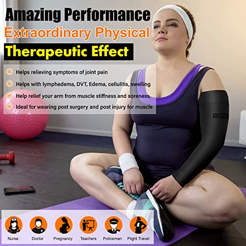 AMZAM Medical Compression Arm Sleeve for Women & Men Single Black (15-20 Mmhg) Medium (Single)